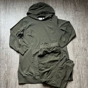 Olive Green Hoodie + Joggers Lounge Outfit